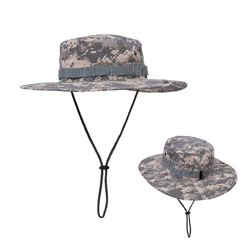 Military Boonie Hat Tactical Camo Bucket Hats For Men Women Wide Brim Sun Hat Fit Hunting, Fishing, Outdoor Work #TOP4
