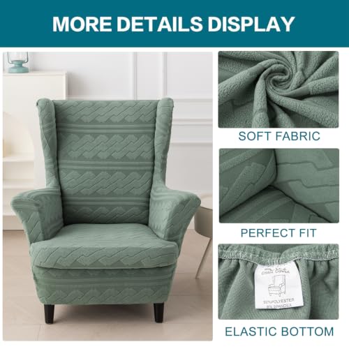 KRFOONN Stretch Wing Chair Slipcovers 2 Piece Wingback Chair Covers,Color68 by KRFOONN - Used condition - Image 5