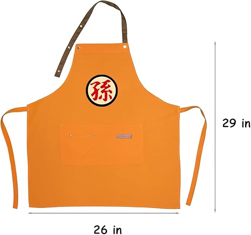 Miniatura 9 de Aiabaleaft Delantal de dibujos animados de anime, resistente a las manchas de agua, naranja, chef, cocina, barbacoa, trabajo, delantales con