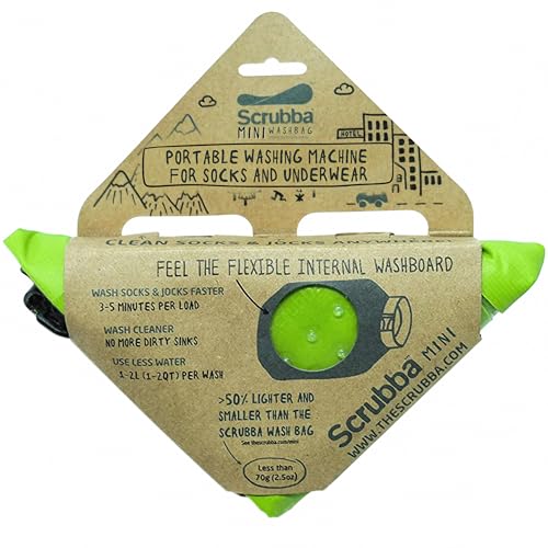 Scrubba Wash Bag MINI Ultra-Compact Washing Machine - Ideal for Travel, Camping & Hiking | Portable Washer & Dry Bag, 50% smaller than original Scrubba