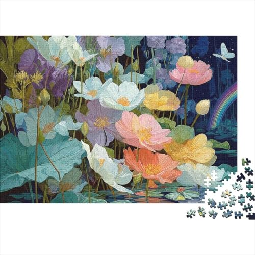 Rompecabezas de 1000 piezas de jardín de flores colorido y pesado para adultos, 52x38 cm
