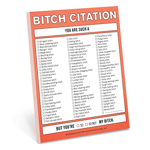 Formato para pedir disculpas Knock Knock Bitch block de notas para notas de arrepentimiento en inglés
