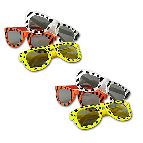 Totem World 24 Animal Print Sunglasses, Safari Party Favor Supply Pack, Assorted Leopard Tiger Zebra Print Design Shades