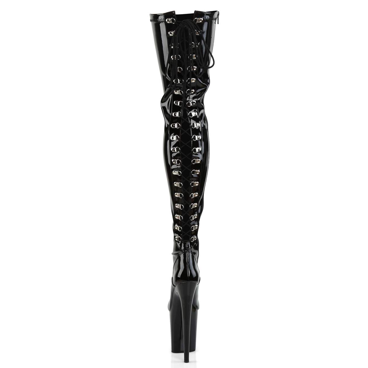 Pleaser FLAMINGO-3063 Damen Plateau Overknee Stiefel, Lack Schwarz, EU 40 (US 10)