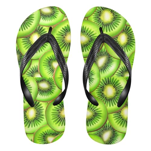 Green Kiwi Fruits Flip Flops for Beach Thong Sandals Anti-slip Lightweight Shower Shoes for Travel Summer Outdoor