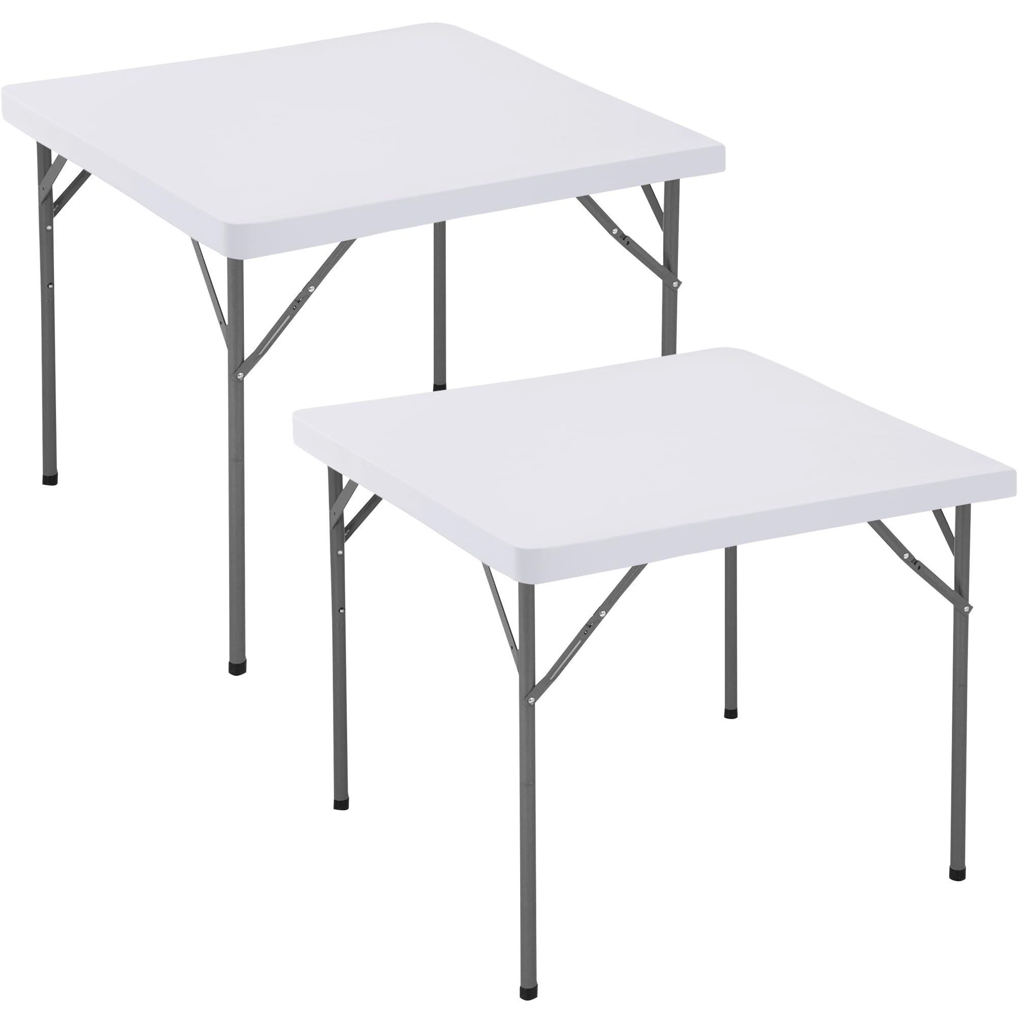 Enjoyidea Square Fitted Tablecloth 34x34 Inch-2 Pack White Card Elastic Spandex Table Cover-Small Stretch Folding Table Cloths Topper Cap for Kitchen
