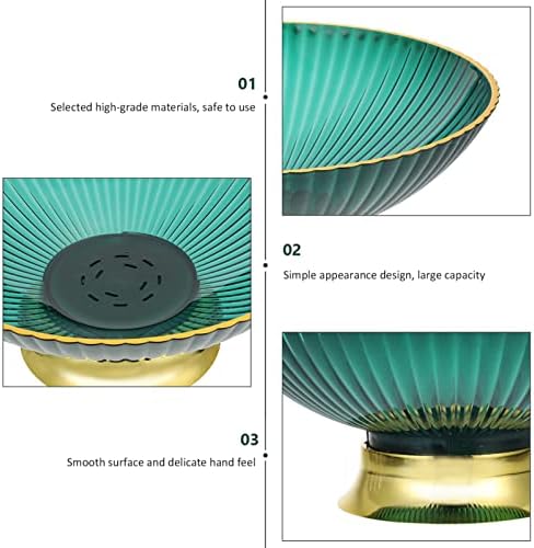 Cabilock Round Footed Bowl Fruit Bowl Footed Fruit Tray Dessert Display Stand Kitchen Counter Serving Bowl Countertop Centerpiece Stand (Green)