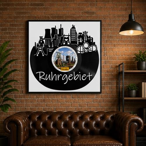 Cadre vinyle Zone de Ruhr 32 x 32 cm, art mural minier pour salon