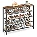 VASAGLE Shoe Rack, 5-Tier Shoe Storage Organizer with 4 Metal Mesh Shelves for 16-20 Pairs and Large Surface for Bags, for Entryway, Hallway, Closet, Industrial, Rustic Brown ULBS15BX