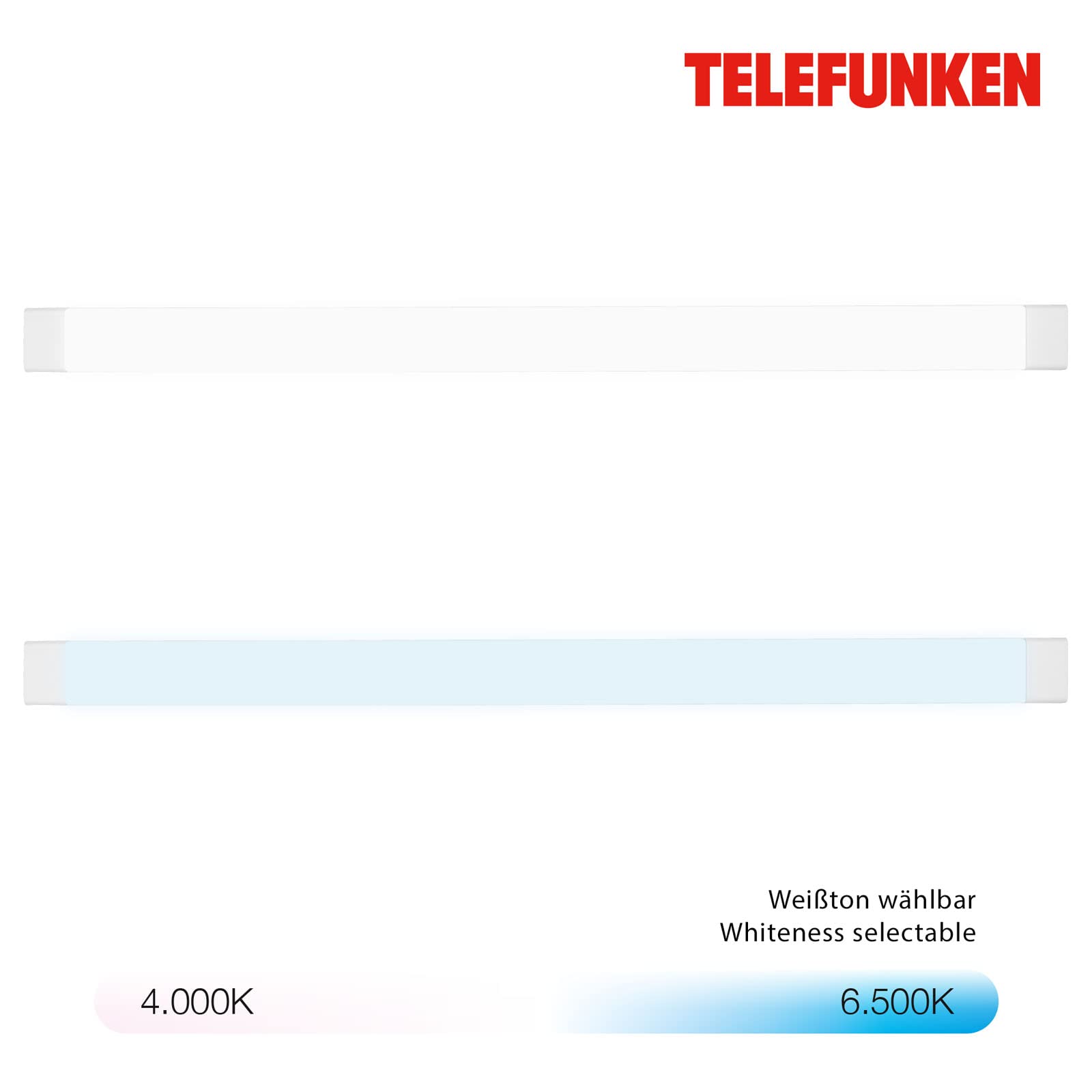 TELEFUNKEN - Lampa podszafkowa LED, 122 cm, kuchnia, listwa LED, szafka kuchenna, lampa warsztatowa, barwa światła regulowana na 2 poziomach, przełącznik światła, 45 W, 5000 lm, biała