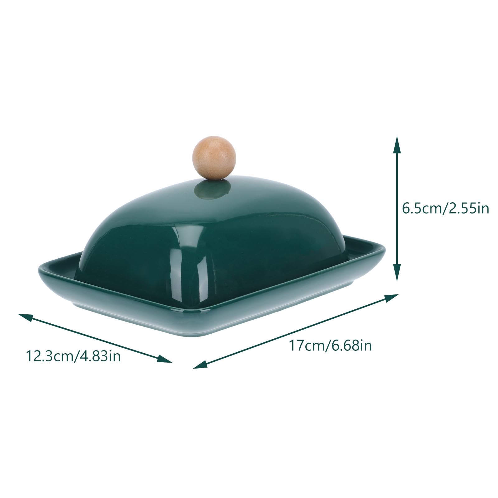 TOYANDONA Beurrier en Céramique Vert avec Couvercle et Trancheuse Intégrée, Plat Rectangulaire Élégant pour Service Dîner et Fête D'anniversaire