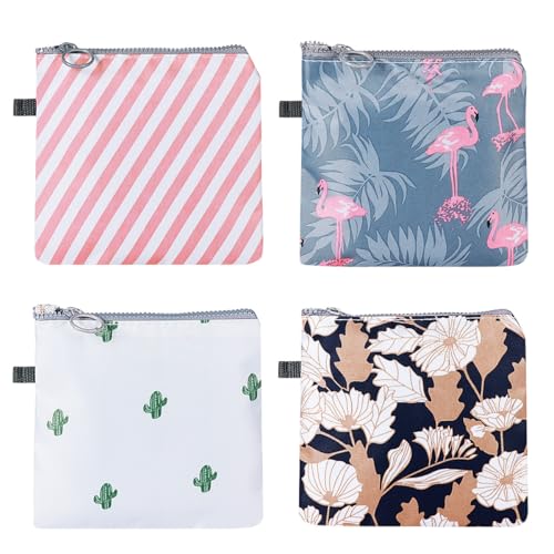 Image of 4PCS Napkin Organiser pad Holder Girl Wallet Menstrual Cup Storage case pad Organizer Zip id case Wallet Zip Wallet Purse Stand Girls Wallets Care Tampon