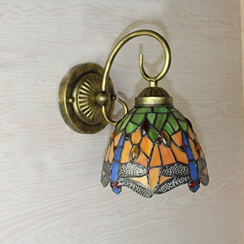 Fumat Tiffany Wall Lamp Dragonfly Stained Glass Shade Wall Lights Staircase Lighting Fixture Led E26 Bulb Sconce Light Wall Lamps (1 Pack) #TOP4