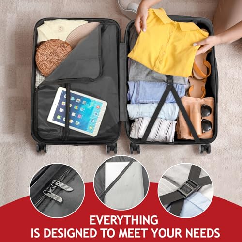 Karl Home LS2107 Luggage Set Of 3 Hardside Carry On Suitcase Sets With Spinner Wheels & Tsa Lock, Portable Lightweight Abs Luggages thumb #3