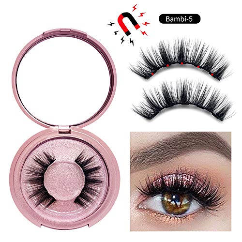 Preisvergleich Produktbild KüNstliche Wimpern mit Magnetic Eyeliner Kit 3D Magnetische Wimpern NatüRlich Wasserdichtem Langlebigem Magnetic Eyeliner Wiederverwendbare 5 Magnete Falsche Magnetic Eyelashes (2 Paare)