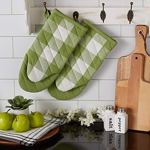 Dii Buffalo Check Kitchen Collection, Classic Farmhouse Kitchen Set, Oven Mitt, Antique Green, 2 Piece #TOP4