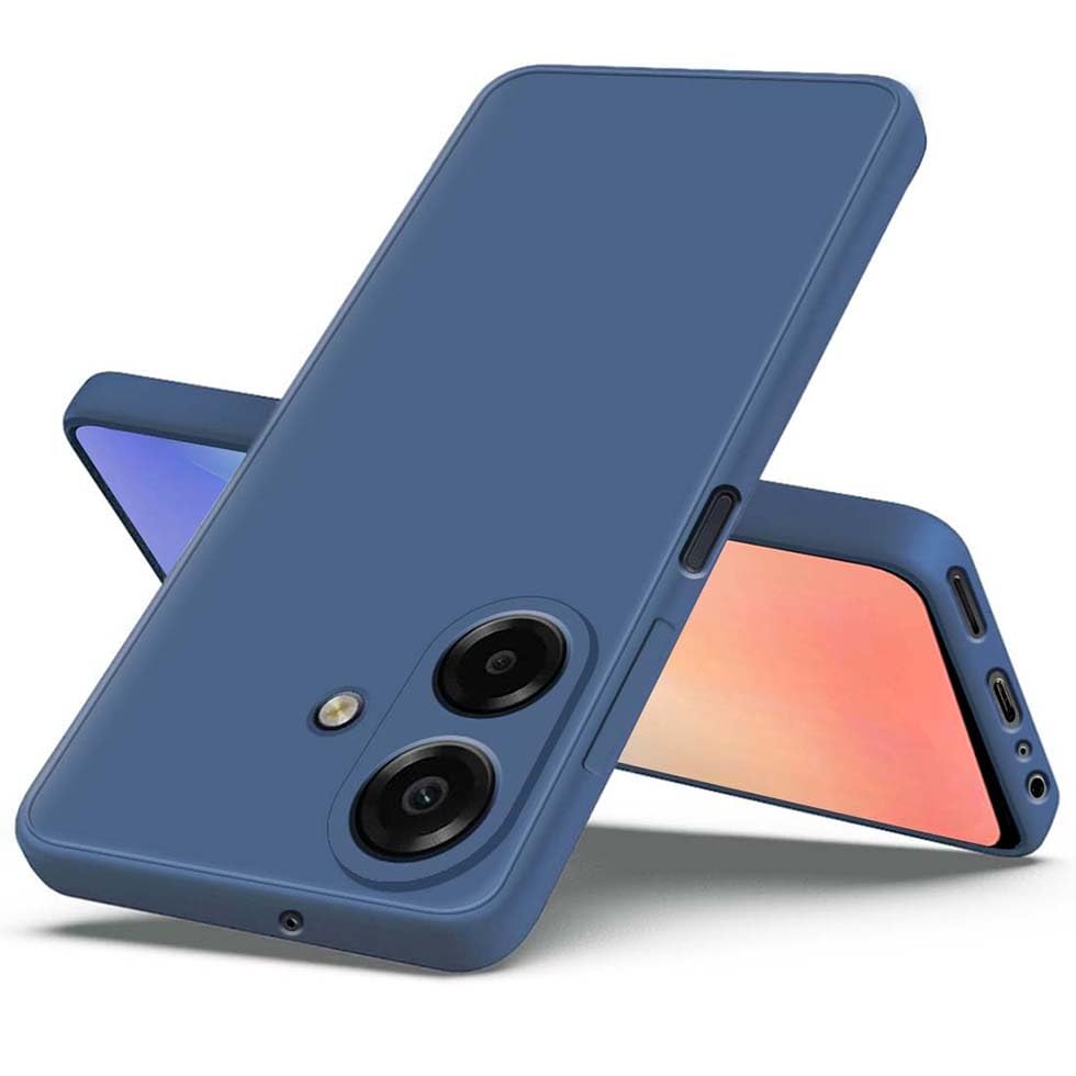 Image of Fashionury Liquid Silicon Back Cover for Samsung Galaxy M17e 5G / F70e 5G / M07 / F07 / A07 / A07 5G | Camera Protection | Inner Velvet Fabric | Anti-Fingerprint | Ultra Slim Case (Blue)