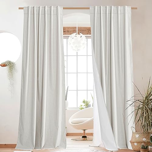 NICETOWN 100% Blackout Linen Curtains for Living Room with Thermal