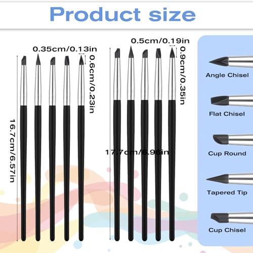 QfwdfcTrenz Set de 10 Pinceles Artísticos de Silicona para Pintura Profesional con Puntas de Goma miniatura 2