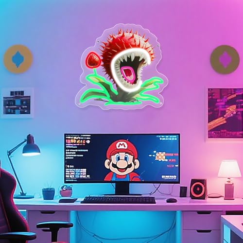 Image of Chomper LED Neon Lights for Bedroom Wall Decor - RGB Gamer Room Sign with USB - Chomper Style Wall Lamp for Boys, Kids, Party Setup & Cool Game Room Design