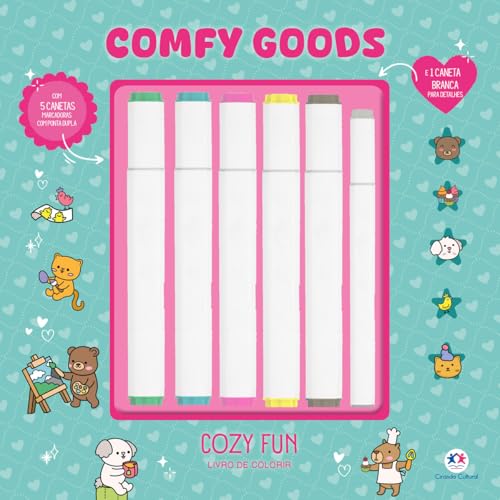 Cozy fun – Livro de colorir com 6 marcadores