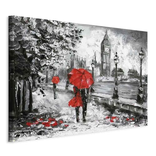 murando - Tableau décoratif ville 120x80 cm - Impression sur toile colorée - Décoration murale pour salon et chambre - Artistique rouge londres ville...