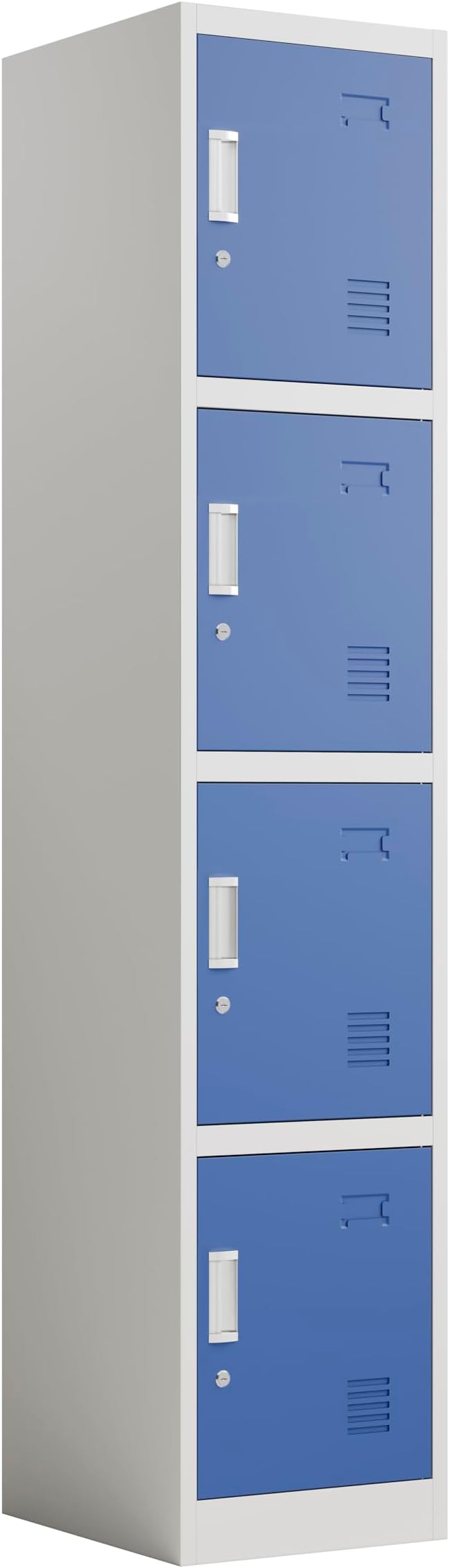 Racking Solutions. Single Door Metal Storage Lockers, Blue & Grey Steel Lockable Unit, Staff Gym School Changing 1850mm H x 380mm W x 450mm D (4 Door Locker)