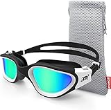 ZIONOR Polarisiert Schwimmbrille für Herren und Damen [UPGRADE], G1 Schwimmbrille mit Spiegel/Rauch Linse UV-Schutz Anti Nebel Verstellbar Gurt Komfort Profi Schwimmbrillen für Erwachsene Jugendliche