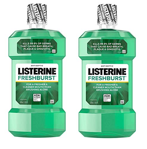 Listerine Freshburst Antiseptic Mouthwash with Germ-Killing Oral Care Formula to Fight Bad Breath, Plaque and Gingivitis, 500 mL (Pack of 2)