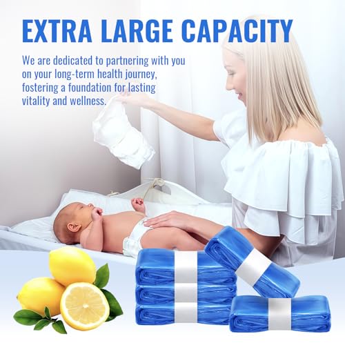 Image of Compatible with Diaper Genie Pails Diaper Pail Refills | 8 Pack Lemon Scent Continuous Liner Rolls for Baby | Leak-Resistant Odor-Control Refill Bags with Flexible Long-Roll Design