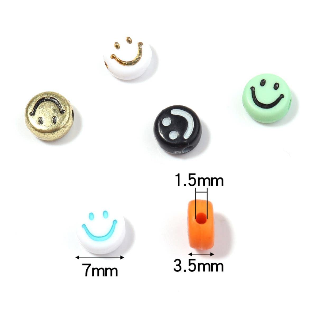 100 perline colorate in acrilico sorridente, piatte rotonde, per braccialetti fai da te, gioielli, accessori per distanziatori, anguria, polvere, 200 pezzi
