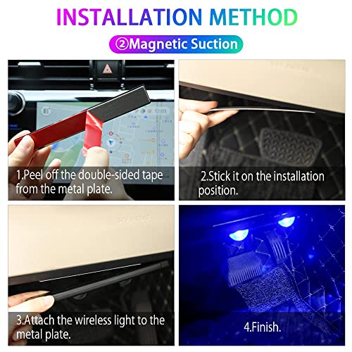 1797 Car Interior Lights Led Wireless Rgb Usb Automotive Neon Accent Light Kits Inside Starlight Remote Control Music Sound Sync Strip Rechargeable 12V Pack Of 4 #TOP6