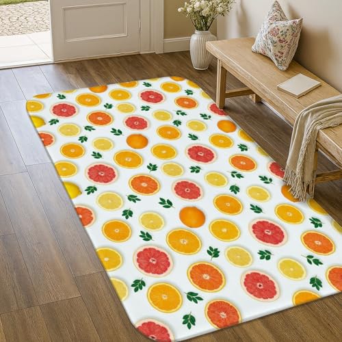 Tapis de pamplemousse d'été antidérapant 0,9x1,5m jaune et orange