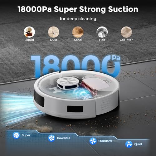 Image of Robot Vacuum and Mop Combo, Robot Vacuum Cleaner with Bagless Self Emptying Station, 18000Pa Suction, LiDAR Navigation, ideal for Pet Hair, Carpet & Hard Floor, Compatible with App /Alexa /Voice Control