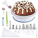 KeepingcooX Materiały do dekorowania ciast – obrotowy stojak na gramofon ze skalą, profesjonalny zestaw do dekorowania babeczek, zestaw torebek do wyciskania i końcówek do ciasta, skrobaki do ciast, przybory do pieczenia, 20 szt.