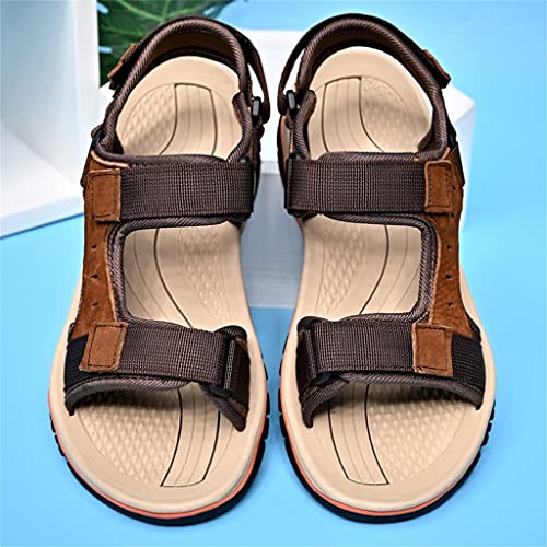 Men's Sandals Leather Sandals Sandals Outdoor Soft Leather Dress Sandals Slides Shoes Wading Slippers(46)3
