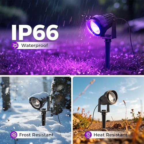 Image of L LOHAS LED Purple Halloween Outdoor Spotlight 5W Dusk to Dawn 2 Pack