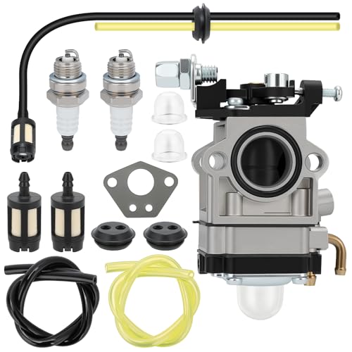 Kit carburateur 2 temps pour débroussailleuse & tondeuse 43 cm³ 49 cm³ 52 cm³, kit de réparation complet avec joints, durites de carburant, bougie...