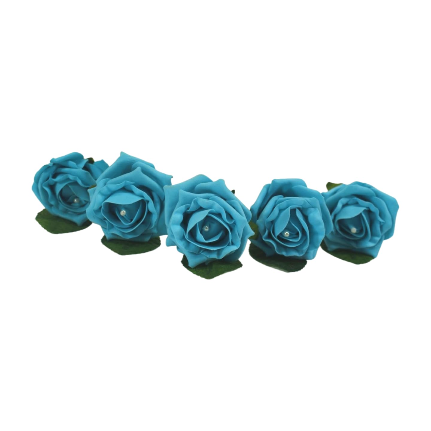 Shimmer-hj 5 Turquoise Handmade Rose Buttonholes with Pearl - Perfect Artificial Flower Boutonniere & Corsage for Weddings, Proms, Bride, Groom, Bridesmaid & Guests โ image 1