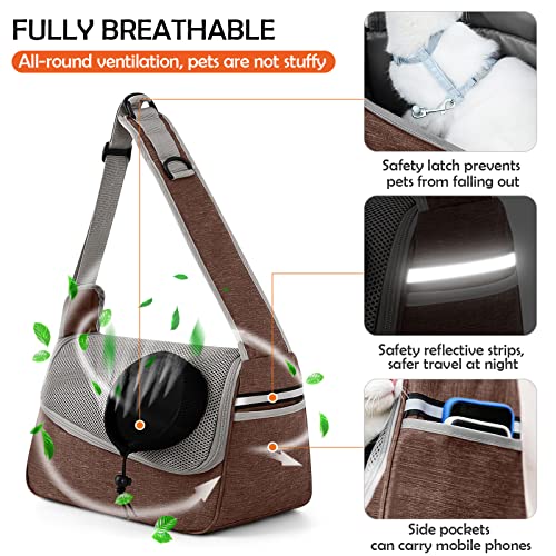 ALLSOPETS Dog Sling Carrier for Small Dogs Cats, Breathable Puppy Sling, Adjustable Shoulder Strap with Side Pocket - Image 4