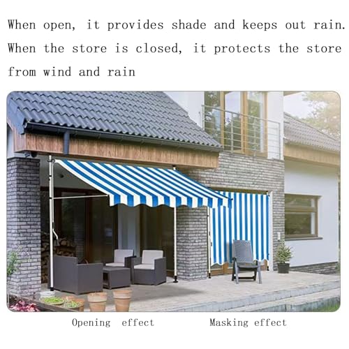 Toldo retráctil manual elimina el calor sofocante del balcón con lona de rayas ajustable 8