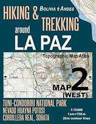 Hiking & Trekking around La Paz Map 2 (West) Tuni-...: 
