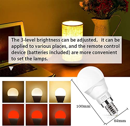Unisun E14 led-gloeilamp met wisselende kleuren, dimbaar, equivalent aan 40 W, 2700 K RGB schroefgloeilampen met afstandsbediening, warmwitte energiebesparende nachtlamp (verpakking van 2 stuks) - Image 4