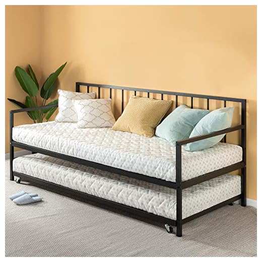 Zinus Eden Twin Daybed and Trundle Set / Premium Steel Slat Support / Daybed and Roll Out Trundle Accommodate Twin Size Mattresses Sold Separately