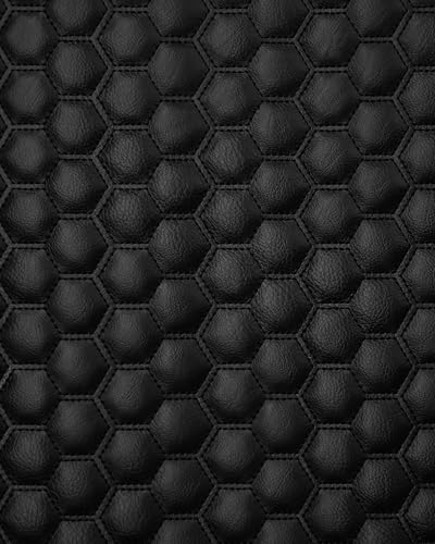 Vinyl Quilted Foam Padded Fabric with 3/8" Foam Backing Upholstery Durable Automobile Headliner Door Panels Boats Seats Cover /58" W/Continuous Yard/FABRIC EMPIRE (Black Stitching, 1 inch Honeycomb)