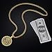 NYUK Costume Gold Chain for Men Spinner Dollar Sign Necklaces 36 Inches (Style A)