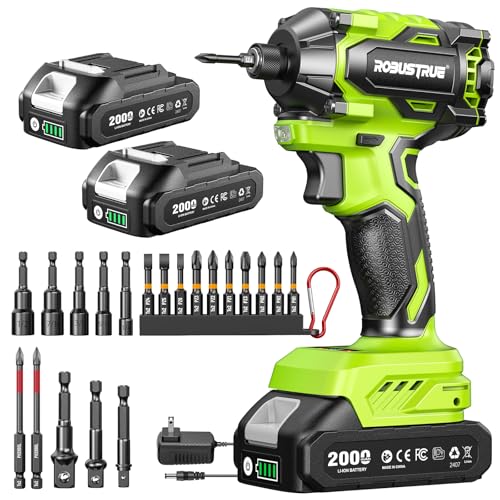 Robustrue Impact Driver: 21V 1/4' Hex Cordless Impact Driver, 230N.m (2,035in-lbs) Brushless Impact...