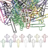 50 PCS Multicolored Cross Paper Clips – 1.34' x 0.8' Cute Christian Journaling & Bible Paper Clips Study Supplies, Ideal for Bookmarks, Notes & Gifts