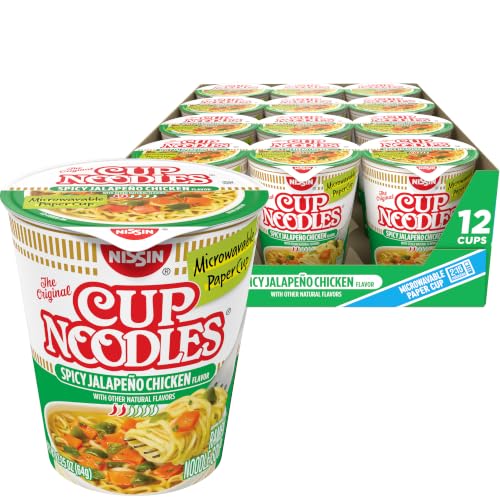 Image of Nissin Cup Noodles, Spicy Jalapeno Chicken (Pack of 12) | Ramen Noodle Soup