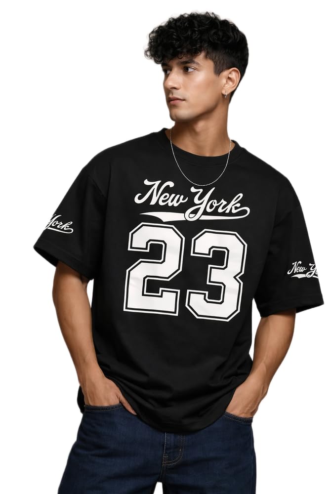 Madilyn Men’s Oversized Cotton T-Shirt | Soft & Breathable | Relaxed Fit Half Sleeve Tee-picture-42